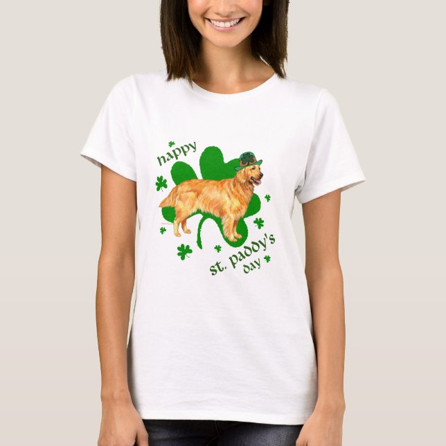 T-shirt Golden Retriever St Patrick's Day (Devant)