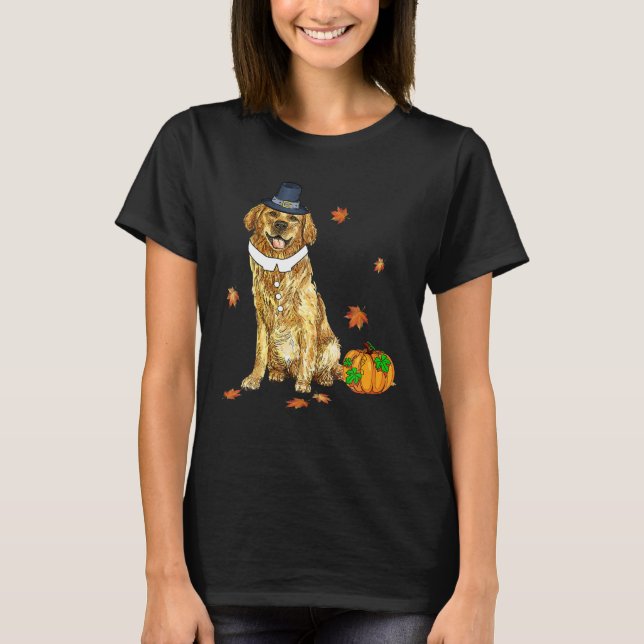 T-shirt Golden Retriever Thanksgiving Pilgrim Turquie Homm (Devant)