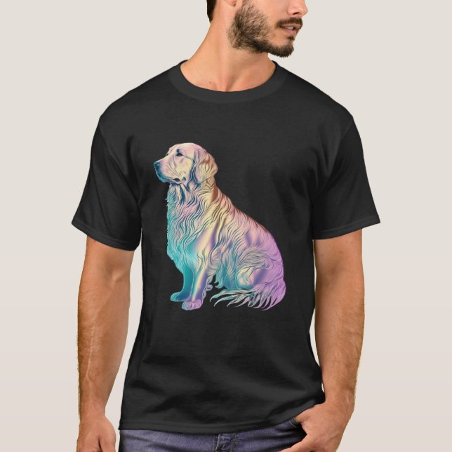 T-shirt Golden Retriever Vaporwave Retrowave Aesthetic  2 (Devant)