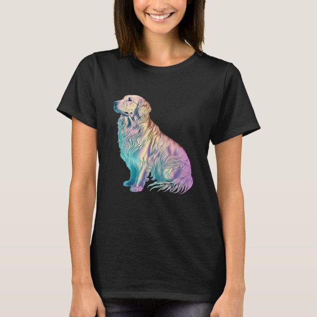 T-shirt Golden Retriever Vaporwave Retrowave Aesthetic  2 (Devant)