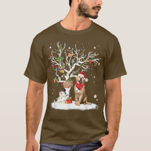 T-shirt Golden Retriever Winter Snow Tree Chien Noël Wi