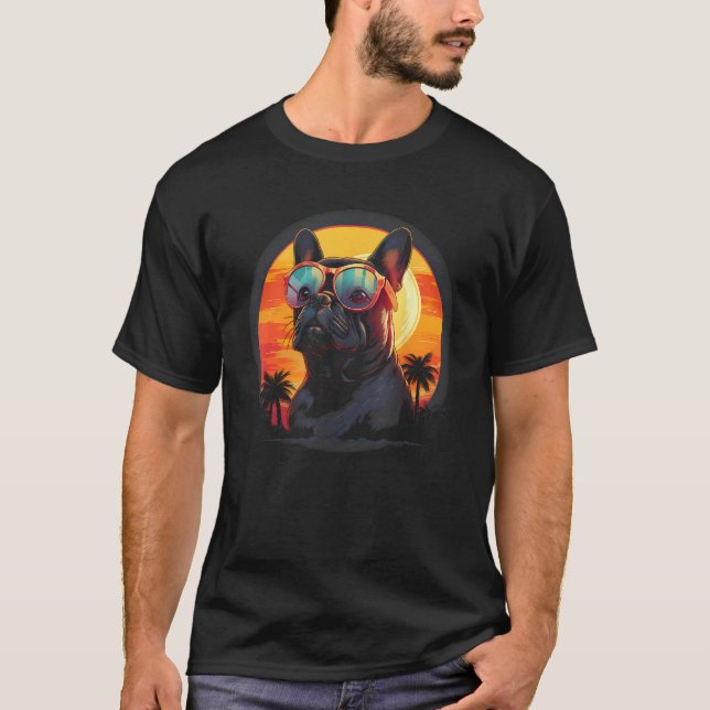 T-shirt Golden Retrior Avec Lunettes De Soleil Coucher Ret (Devant)