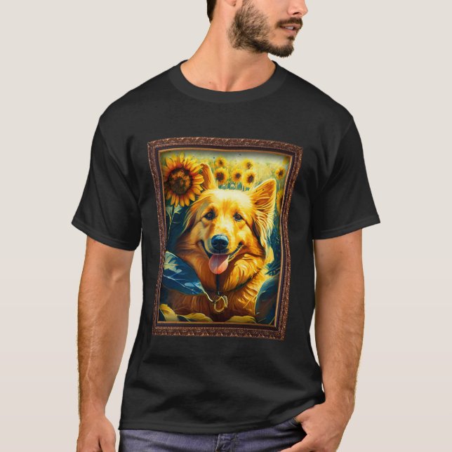 T-shirt Golden Shepherd Painting Sunflower Flower Mom Wome (Devant)