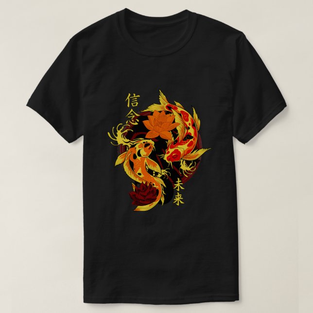 T-shirt Golden Yakuza Japonais Tattoos Koi Poisson Pond Fl (Design devant)