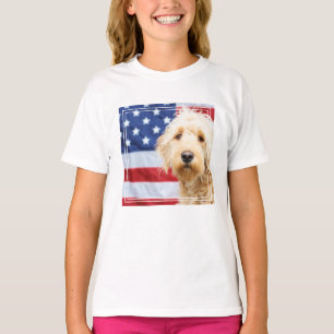 T-shirt Goldendoodle avec drapeau américain