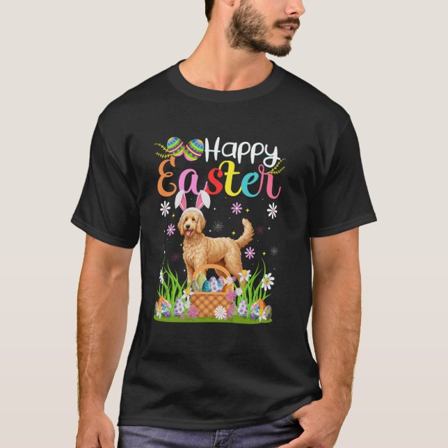 T-shirt Goldendoodle Chien Joyeux Chasse aux Oeufs de Pâqu (Devant)