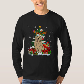 T-shirt Goldendoodle Christmas Reindeer Père Noël Lights C