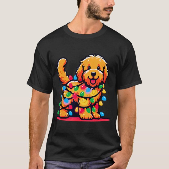 T-shirt Goldendoodle Christmas Tree Xmas Lights Golden Doo (Devant)