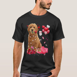 T-shirt Goldendoodle Coeur Rose Joyeux Valentine Day Chien