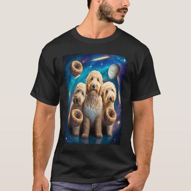 T-shirt Goldendoodle Dans L'Espace Avec Des Donuts Mignons (Devant)