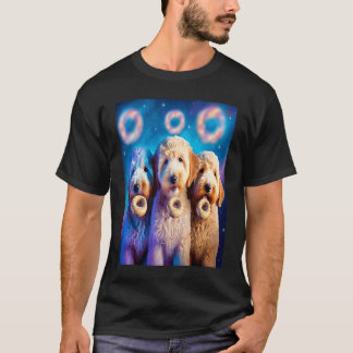 T-shirt Goldendoodle Dans L'Espace Avec Des Donuts Mignons