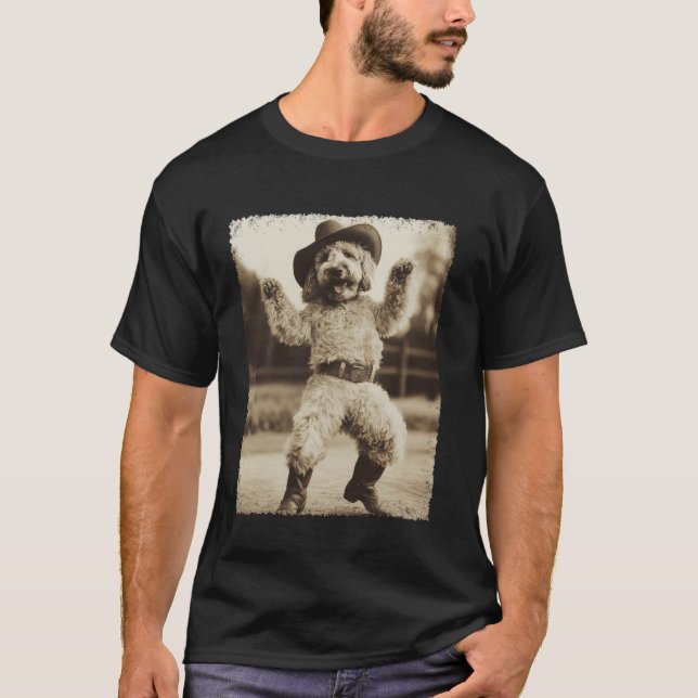 T-shirt Goldendoodle Drôle de Cowboy Chien (Devant)