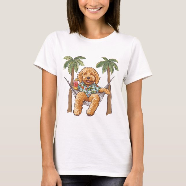T-shirt Goldendoodle en chemise hawaïenne (Devant)