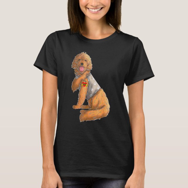 T-shirt Goldendoodle I Love Maman Tattoo Chien Fête des Mè (Devant)