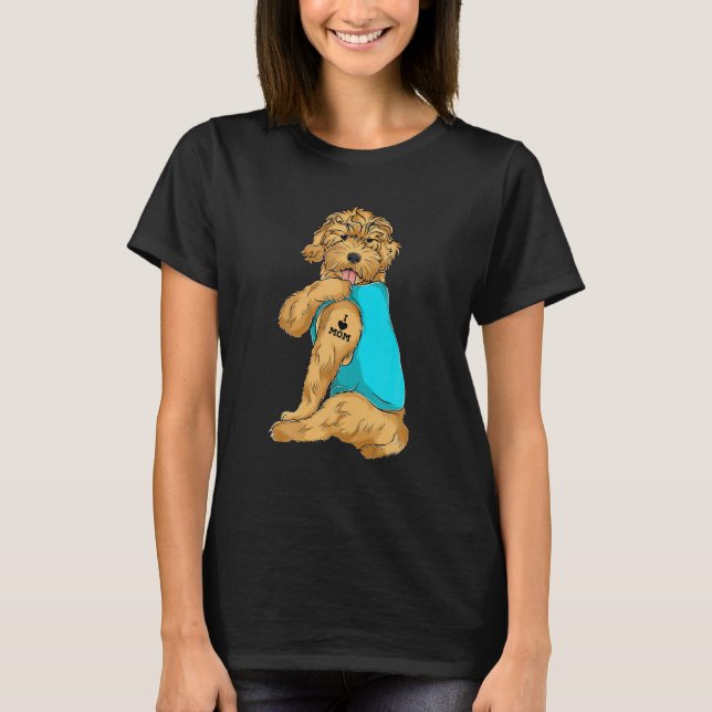 T-shirt Goldendoodle I Love Maman Tattoo Vêtements Chien M (Devant)