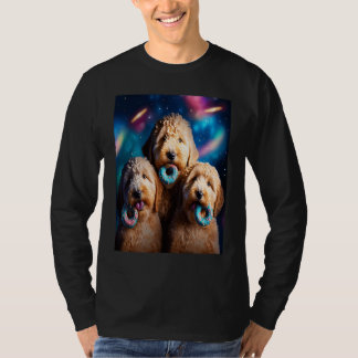 T-shirt Goldendoodle In Space With Donuts Cute Doodle Boys