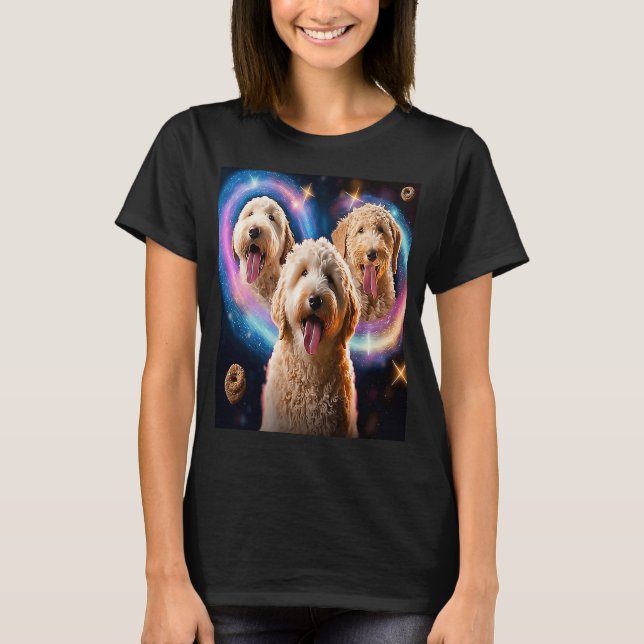 T-shirt Goldendoodle In Space With Donuts Cute Doodle Boys (Devant)
