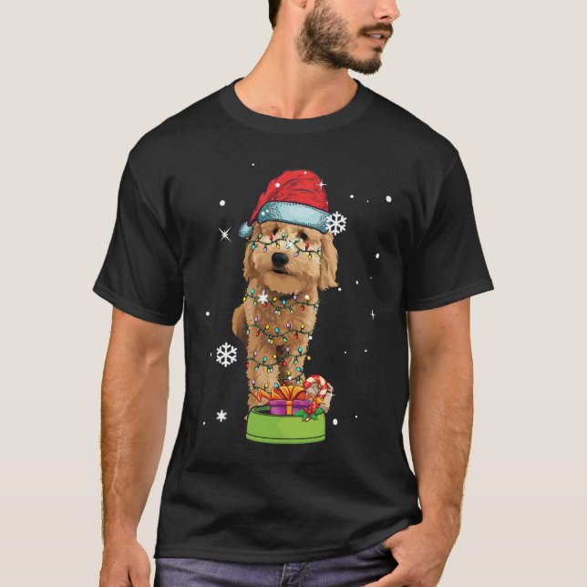 T-shirt Goldendoodle Noël Père Noël Funny Chien Lover Cade (Devant)