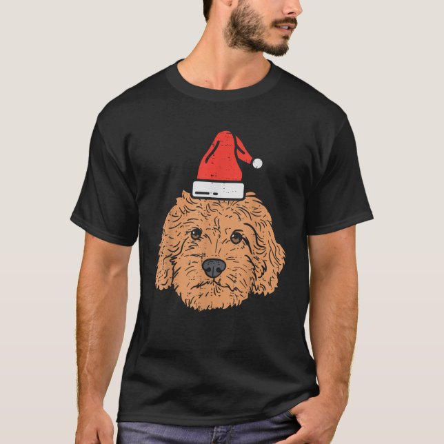 T-shirt Goldendoodle Santa Hat Christmas Animal Pet Dog Lo (Devant)