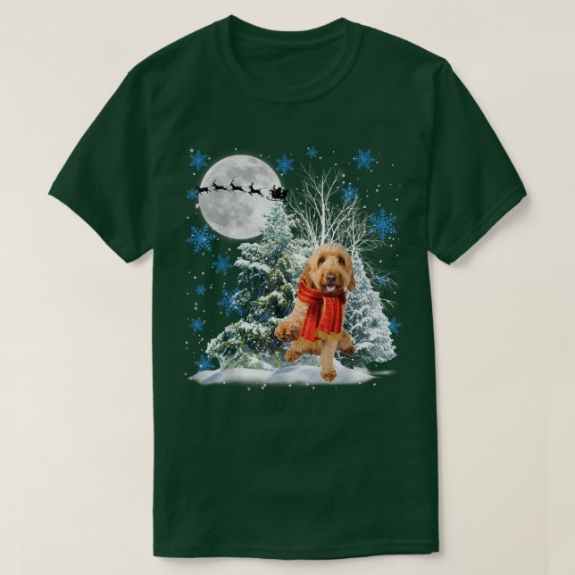 T-shirt Goldendoodle sous le pyjama de Noël de neige au cl (Design devant)
