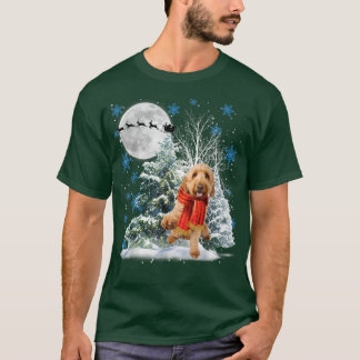 T-shirt Goldendoodle sous le pyjama de Noël de neige au cl