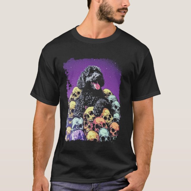 T-shirt Goldendoodle squelette gothique mignon (Devant)
