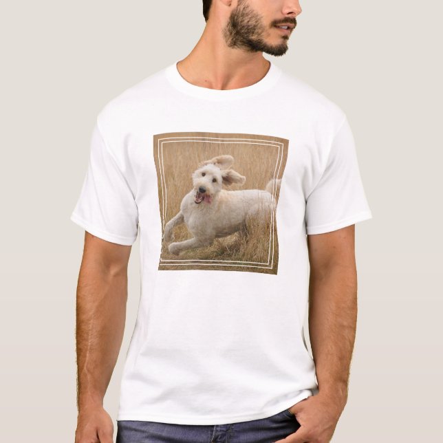 T-shirt Goldendoodle traverse l'herbe (Devant)