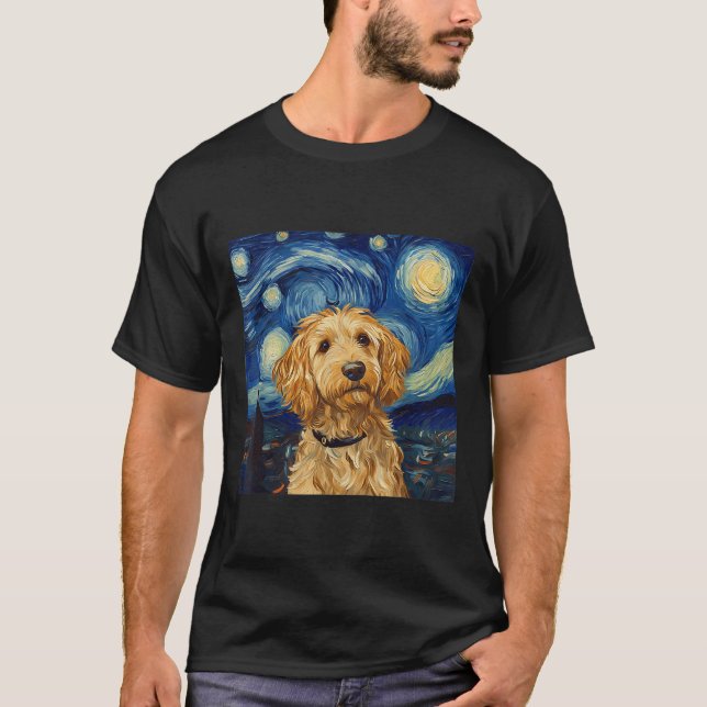 T-shirt Goldendoodle Van Gogh Starry Nuit étoilée (Devant)