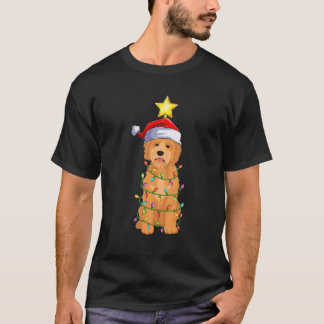 T-shirt Goldendoodle Xmas Lighting Tree Père Noël Goldendo