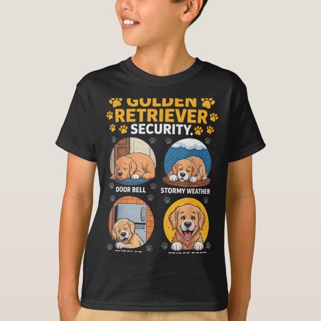 T-shirt Goldens Tee Golden Retriever Security Funny  (Devant)