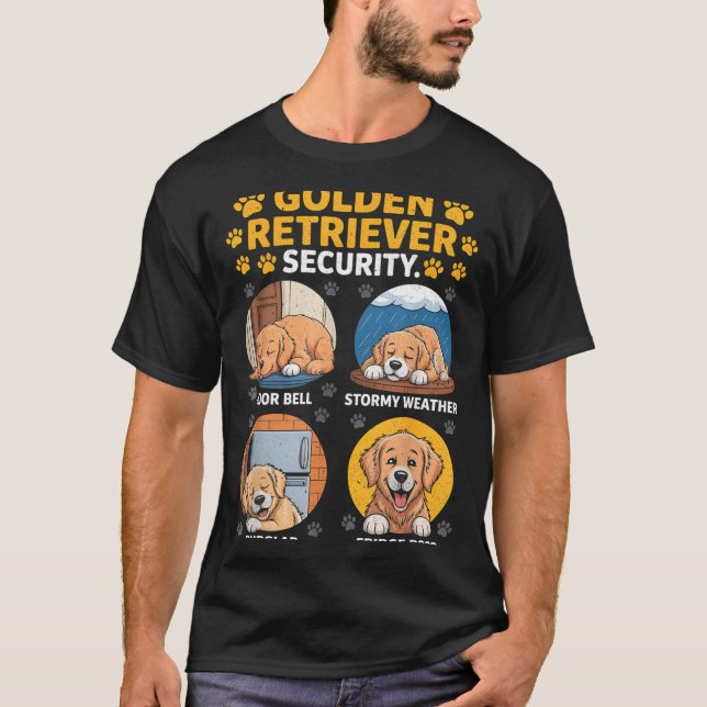 T-shirt Goldens Tee Golden Retriever Security Funny  (Devant)