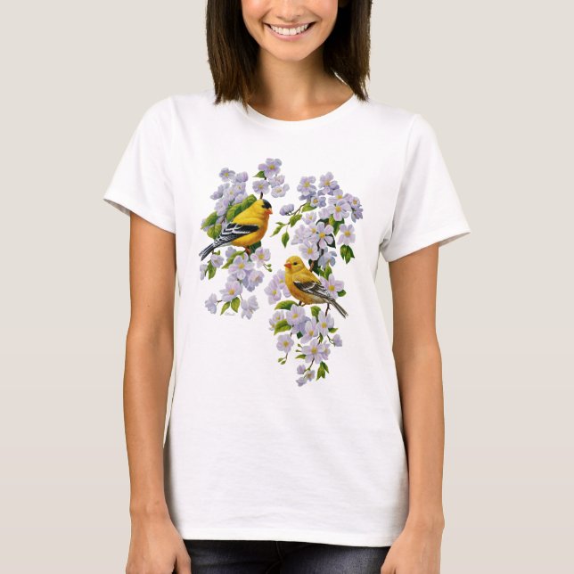 T-shirt Goldfinch Oiseaux & Fleurs U-Pick Couleur Arrière  (Devant)