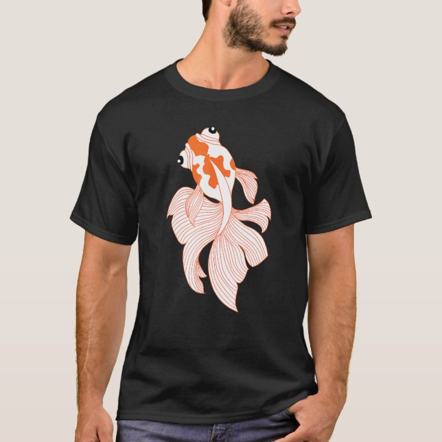 T-shirt Goldfish Fancy Rouge Blanc Calico Ryukin Fantail V (Devant)
