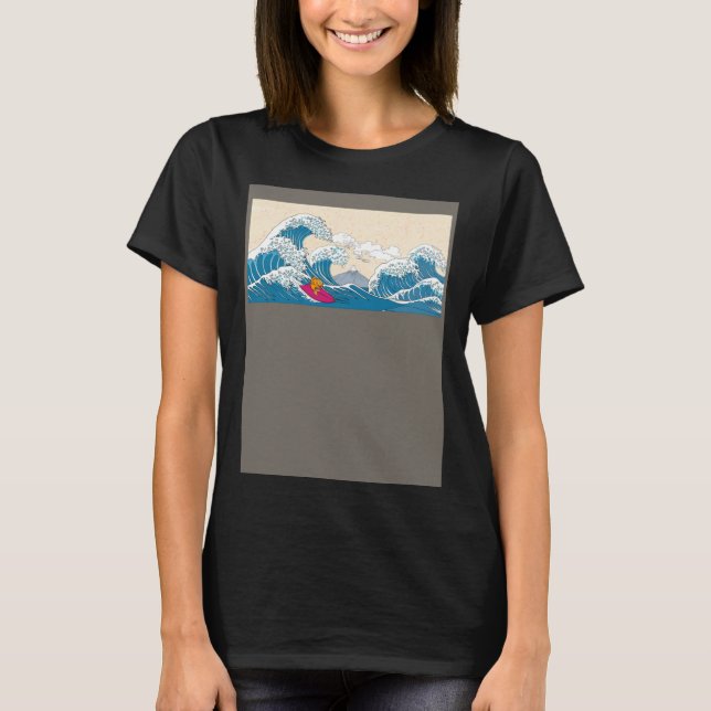T-shirt GoldFish Surfing Great Wave Off Kanagawa Surfer (Devant)