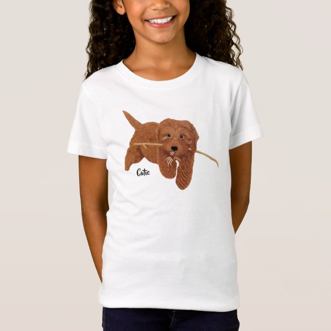 T-Shirt Goldie Golden Doodle Blanc (Devant)