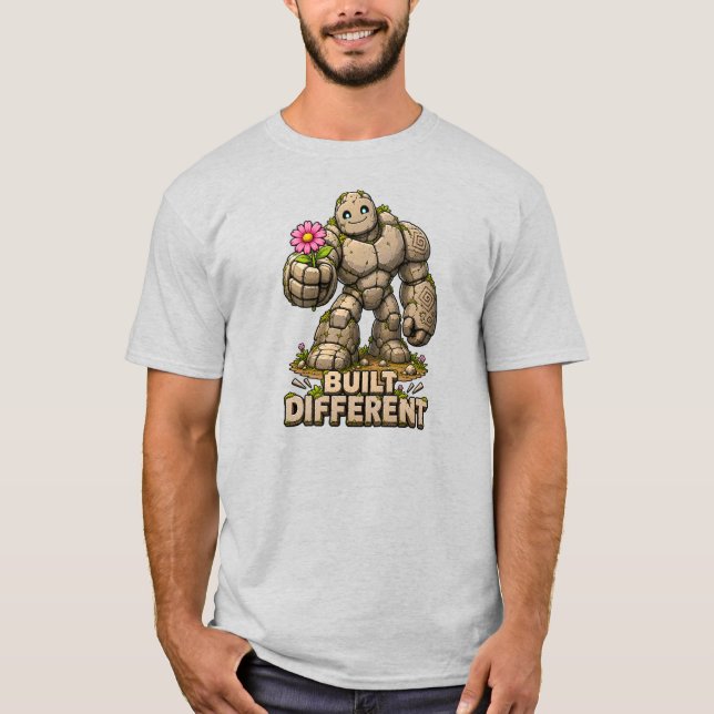 T-shirt Golem de pierre mignon construit différemment Humo (Devant)