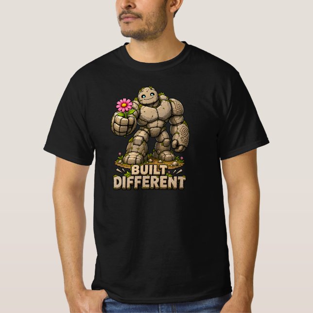 T-shirt Golem de pierre mignon construit différemment Humo (Devant)