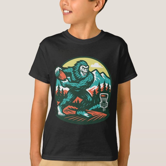 T-shirt Golf à disque Bigfoot Sasquatch Rétro  (Devant)