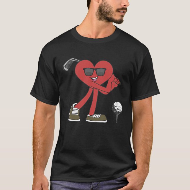 T-shirt Golf Ball Happy Valentine's Day Heart Love Married (Devant)