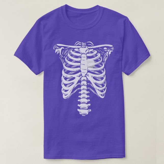 T-shirt Golf Ball Heart Skeleton Rib Cage Halloween Love G (Design devant)