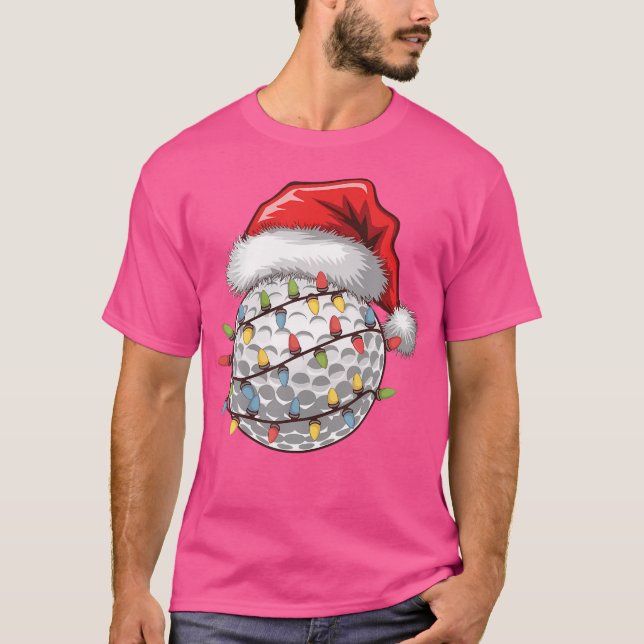T-shirt Golf Ball Santa Hat Christmas Tree Lights Golf (Devant)