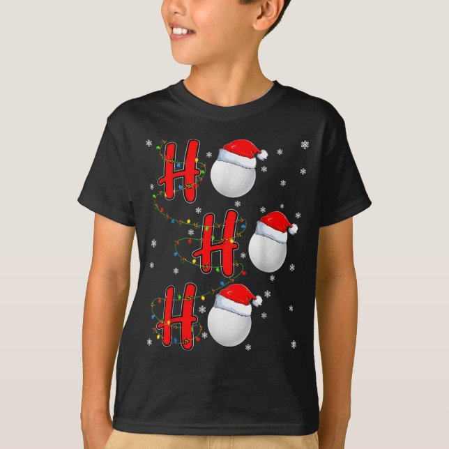 T-shirt Golf Ball Santa Hat Ho Ho Ho Men Women Christmas X (Devant)