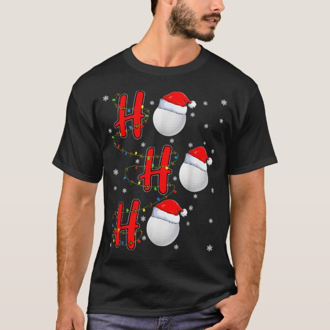 T-shirt Golf Ball Santa Hat Ho Ho Ho Men Women Christmas X (Devant)