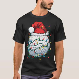T-shirt Golf Ball Santa Hat Hommes FEMMES Noël Golf