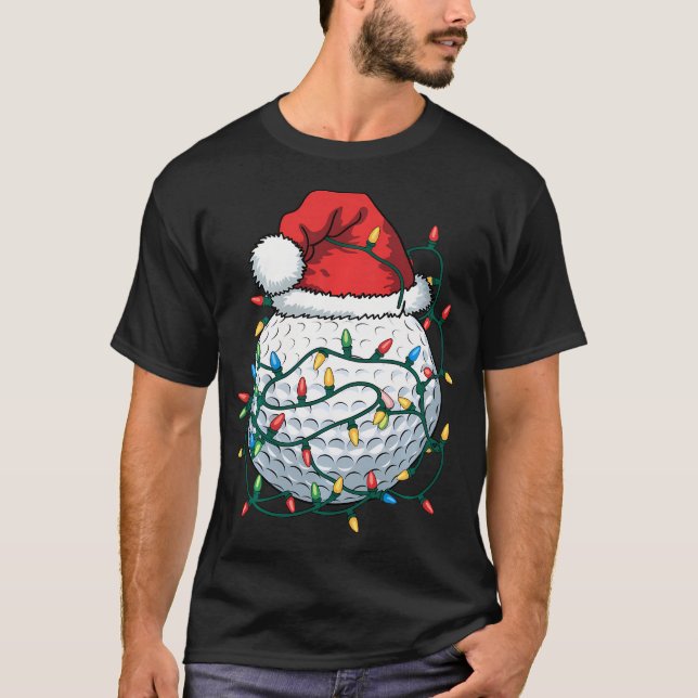 T-shirt Golf Ball Santa Hat Hommes FEMMES Noël Golf (Devant)