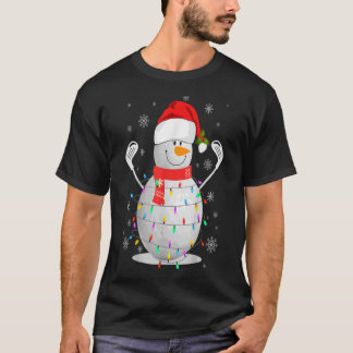 T-shirt Golf Ball Snowman Santa Hat Christmas Lights Golfe