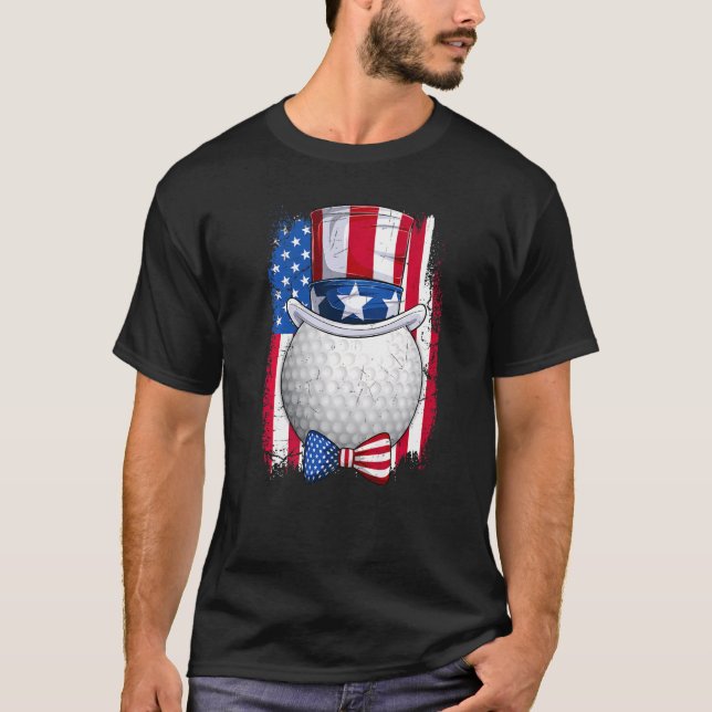 T-shirt Golf Ball & Uncle Sam Casquette Drapeau Américain  (Devant)