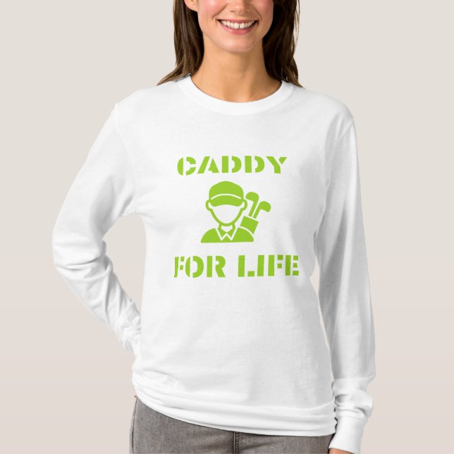 T-shirt Golf Caddy for Life Quote Lime Green (Devant)
