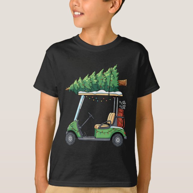 T-shirt Golf Cart Christmas Tree Lights Funny For Men Wome (Devant)