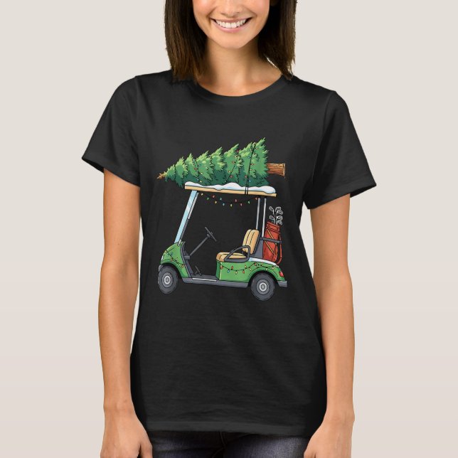 T-shirt Golf Cart Christmas Tree Lights Funny For Men Wome (Devant)